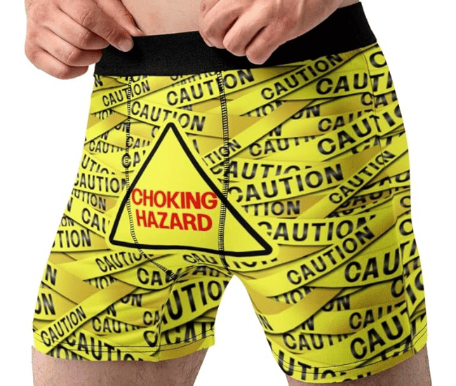 Choking Hazard Funny Boxer Briefs for Men – Hilarious Novelty Underwear