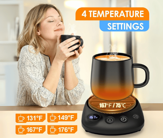 Coffee Mug Warmer – Fast Heating with Adjustable Temperature Settings and Auto Shut-Off Timer