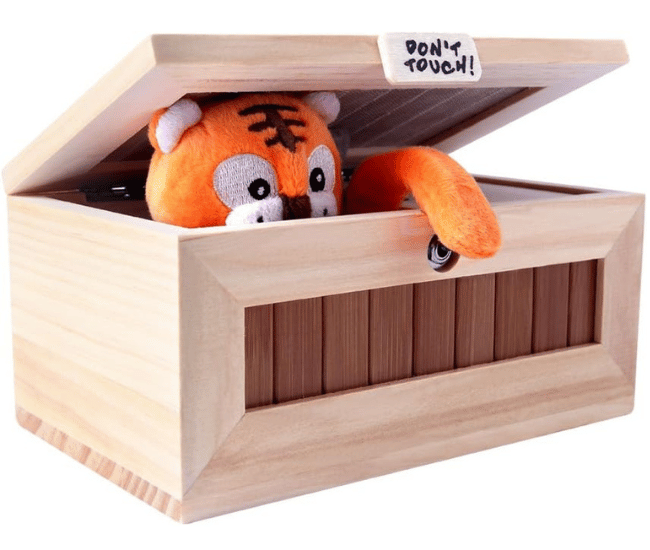'Don't Touch' Useless Box – Interactive Wooden Desk Toy