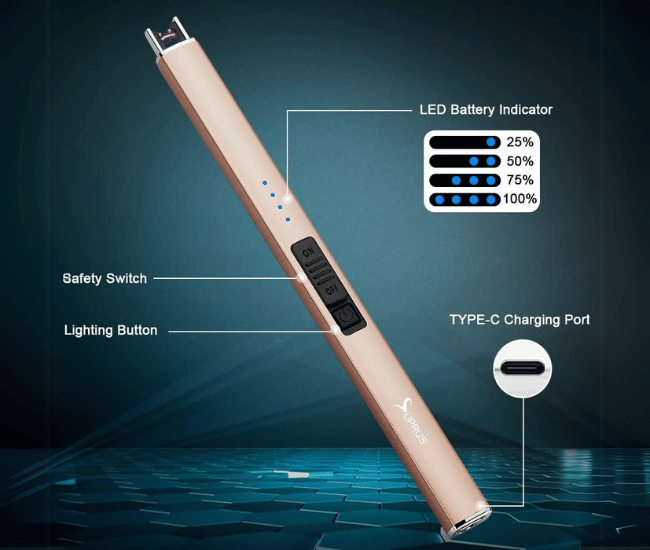 Flameless USB Rechargeable Lighter - – Windproof, Flameless, USB Rechargeable Lighter with Safety Lock for Candles, BBQ, and Camping​