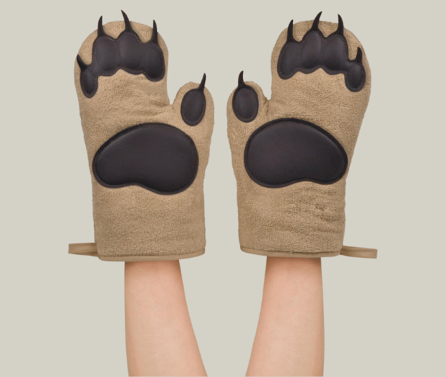Fred BEAR HANDS Oven Mitts – Heat-Resistant Cotton & Silicone Gloves