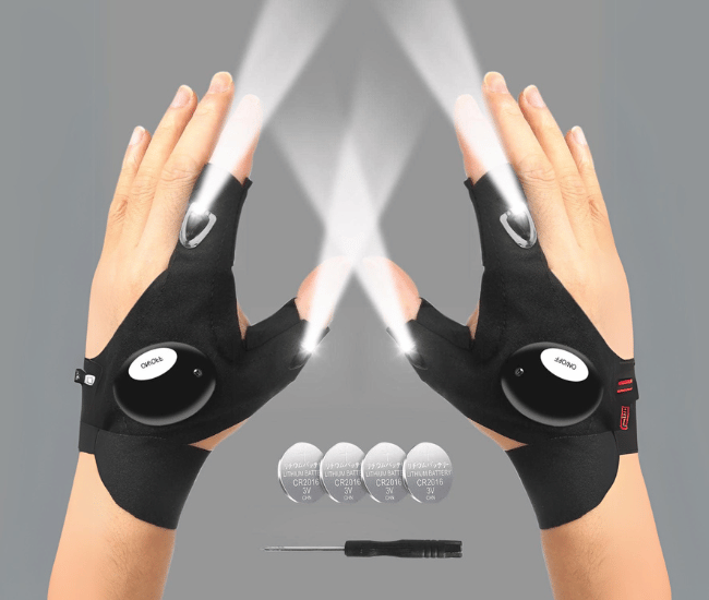 LED Flashlight Gloves – Hands-Free Lighted Gloves for Repairing, Camping, Fishing, and Outdoor Activities