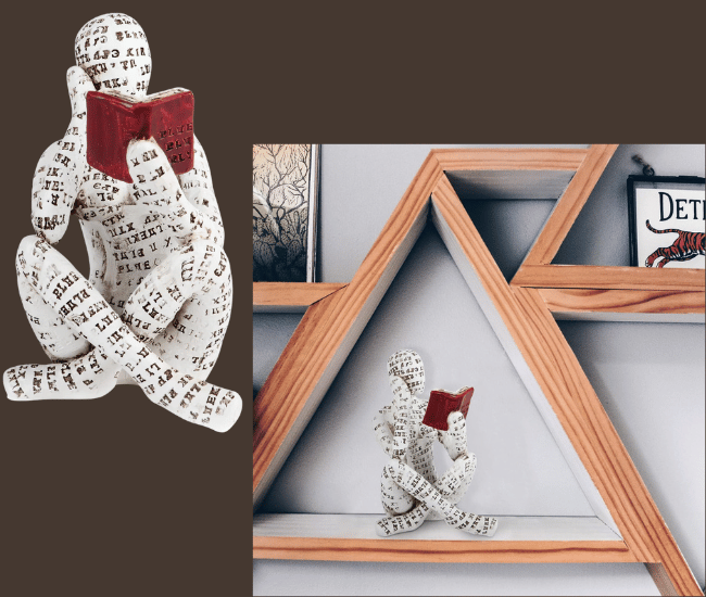 Reading Women Sculpture - Modern Abstract Bookshelf Decor for Home, Office, and Study