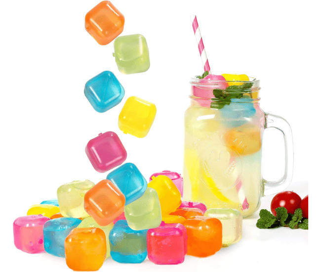 Reusable Colorful Refreezable Ice Cubes – Non-Melting, Non-Diluting Plastic Ice Cubes for Beverages