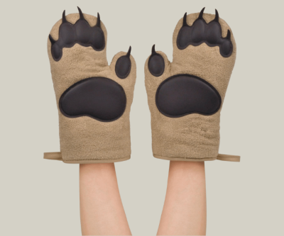 Fred BEAR HANDS Oven Mitts – Heat-Resistant Cotton & Silicone Gloves