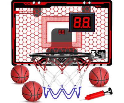Indoor Basketball Hoop for Kids – Over-the-Door Mini Hoop with Electronic Scoreboard & 3 Game Modes
